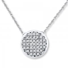 Circle Necklace 1/20 ct tw Diamonds 10K White Gold