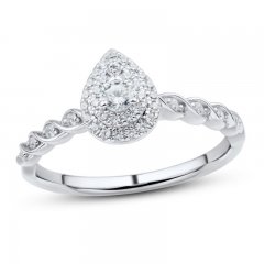 Diamond Engagement Ring 1/4 ct tw Round-cut 10K White Gold