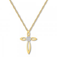 Diamond Cross Necklace 10K Yellow Gold