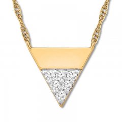 Diamond Triangle Necklace 1/10 ct tw Round-cut 10K Yellow Gold