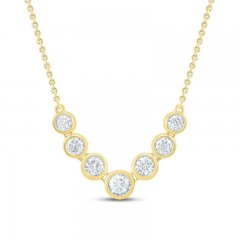 Diamond Bezel Necklace 1/2 ct tw Round-cut 10K Yellow Gold 18"