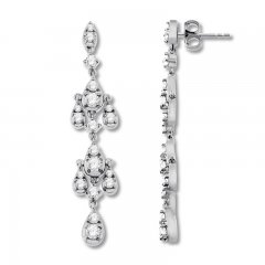 Diamond Dangle Earrings 1 Carat tw Sterling Silver