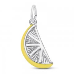 Lemon Slice Charm Yellow Enamel Sterling Silver