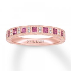 Neil Lane Garnet Anniversary Band 1/8 ct tw Diamonds 14K Gold