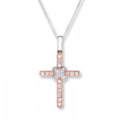 Cross Necklace 1/5 ct tw Diamonds 10K Two-Tone Gold