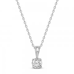 Solitaire Diamond Necklace 1/2 ct tw Round-cut 14K White Gold 18"