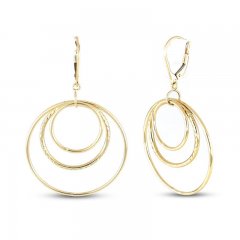 Layered Three-Circle Drop Earrings 10K Yellow Gold