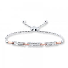 Diamond Bolo Bracelet 1/5 ct tw Sterling Silver/10K Rose Gold