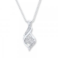 Diamond Necklace 1/10 ct tw Round-cut Sterling Silver