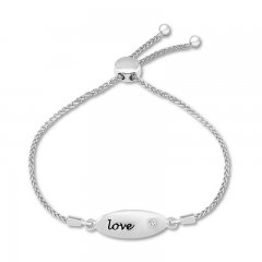 "Love" Bolo Bracelet 1/20 Carat Diamond Sterling Silver