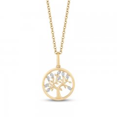 Hallmark Diamonds Tree of Life Necklace 1/20 ct tw 10K Yellow Gold 18"