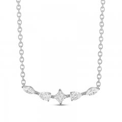 Diamond Necklace 1/3 ct tw Princess/Pear/Marquise 10K White Gold 18"