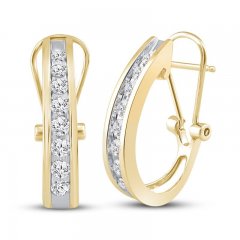 Diamond Hoop Earrings 1/2 ct tw 10K Yellow Gold