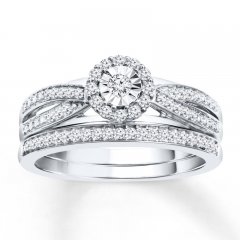 Diamond Bridal Set 1/4 ct tw Round-cut 10K White Gold