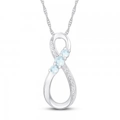 Diamond Infinity Necklace Aquamarine Sterling Silver