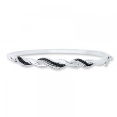 Diamond Bangle 1/4 ct tw Black/White Sterling Silver