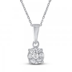 Diamond Necklace 1/8 ct tw Round-cut 10K White Gold