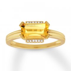 Citrine Ring with Diamonds 10K Yellow Gold