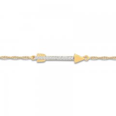 Arrow Anklet Lab-Created White Sapphires 10K Yellow Gold