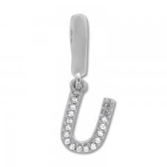 True Definition Letter U Initial Charm 1/20 ct tw Diamonds Sterling Silver