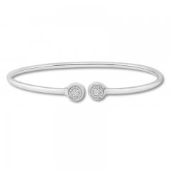 Diamond Bangle Bracelet 1/10 ct tw Round-cut Sterling Silver