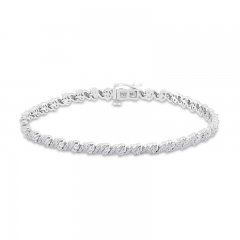 Diamond Bracelet 1 ct tw Round-cut 10K White Gold 7.25"