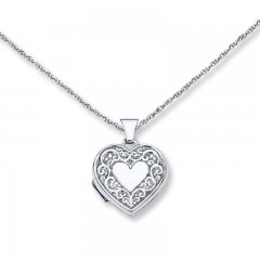 Heart Locket Necklace Sterling Silver