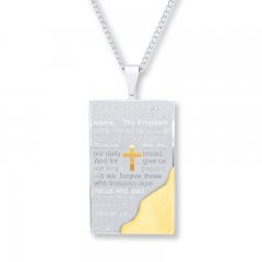 Men's Lord's Prayer Cross Necklace Stainless Steel