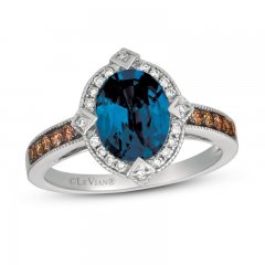 Le Vian Blue Topaz Ring 1/4 ct tw Diamonds 14K Vanilla Gold