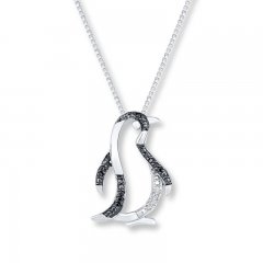 Penguin Necklace 1/20 ct tw Diamonds Sterling Silver