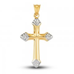 Chevron Cross Charm 14K Two-Tone Gold