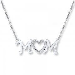 Diamond Mom Necklace 1/20 ct tw Round-cut Sterling Silver