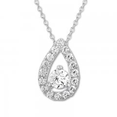 Leo Diamond Necklace 1/2 ct tw Round-cut 14K White Gold