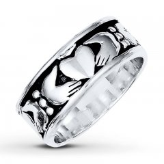 Men's Claddagh Ring Sterling Silver 8mm