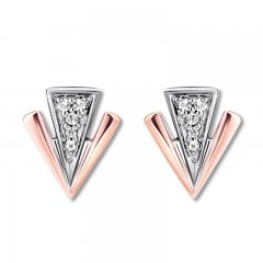 Geometric Earrings with Diamonds Sterling Silver/10K Rose Gold