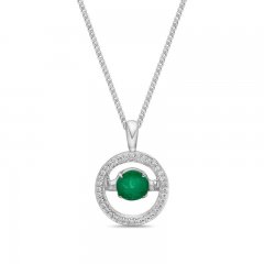 Unstoppable Love Emerald Necklace 1/10 ct tw Diamonds Sterling Silver 19"