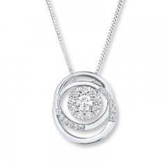 Diamond Circle Necklace 1/4 ct tw Round-cut 10K White Gold