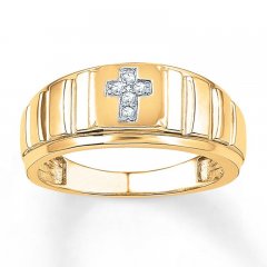 Men's Cross Ring 1/20 ct tw Diamonds 10K Yellow Gold