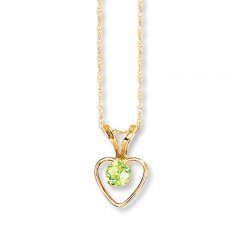 Peridot Heart Necklace 14K Yellow Gold