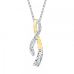 Diamond Convertible Necklace 1/6 ct tw Sterling Silver/10K Gold