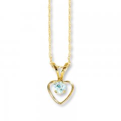 Aquamarine Heart Necklace 14K Yellow Gold