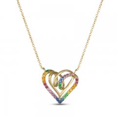 Le Vian Multi-Stone Heart Necklace 14K Honey Gold 17"