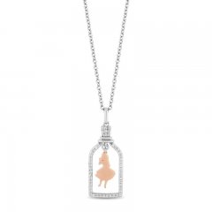 Disney Treasures Alice in Wonderland 'Alice' Diamond Necklace 1/10 ct tw Sterling Silver/10K Rose Gold