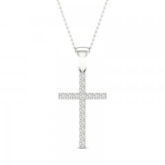 Diamond Cross Necklace 1/5 ct tw Round-Cut Sterling Silver 18"