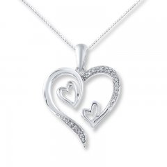 Diamond Heart Necklace 1/15 ct tw Round-cut Sterling Silver