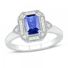 Blue/White Lab-Created Sapphire Ring Sterling Silver