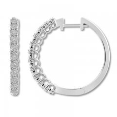 Diamond Hoop Earrings 1/10 ct tw Round-cut Sterling Silver