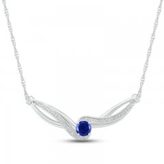 Blue & White Lab-Created Sapphire Necklace Sterling SIlver 18"