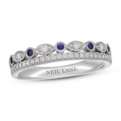 Neil Lane Diamond & Blue Sapphire Anniversary Ring 1/4 ct tw 14K White Gold