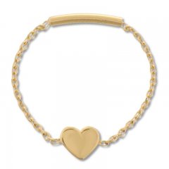 Heart Chain Ring 14K Yellow Gold
